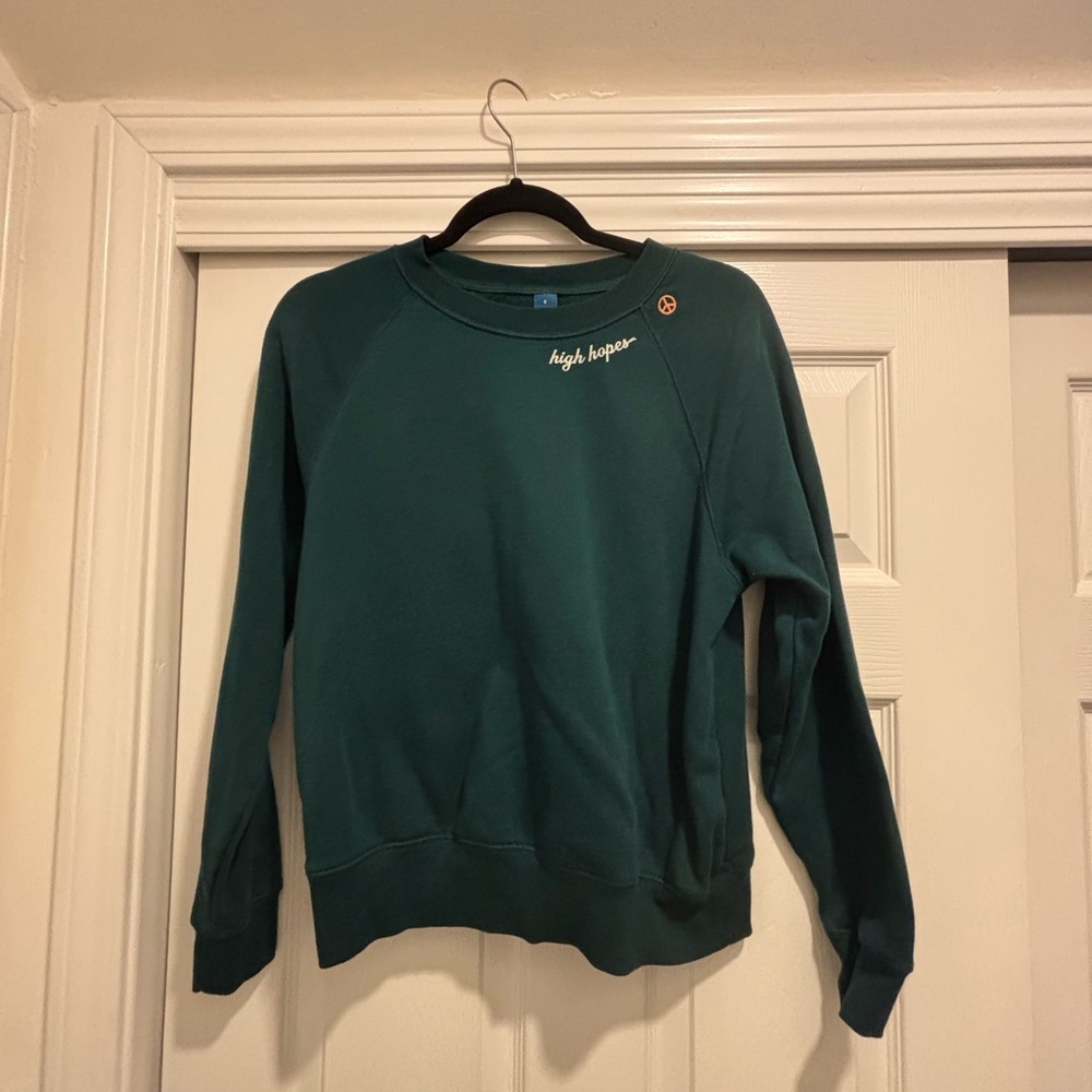 “High Hopes” Old Navy Blue-Green  Crew Neck Sweater